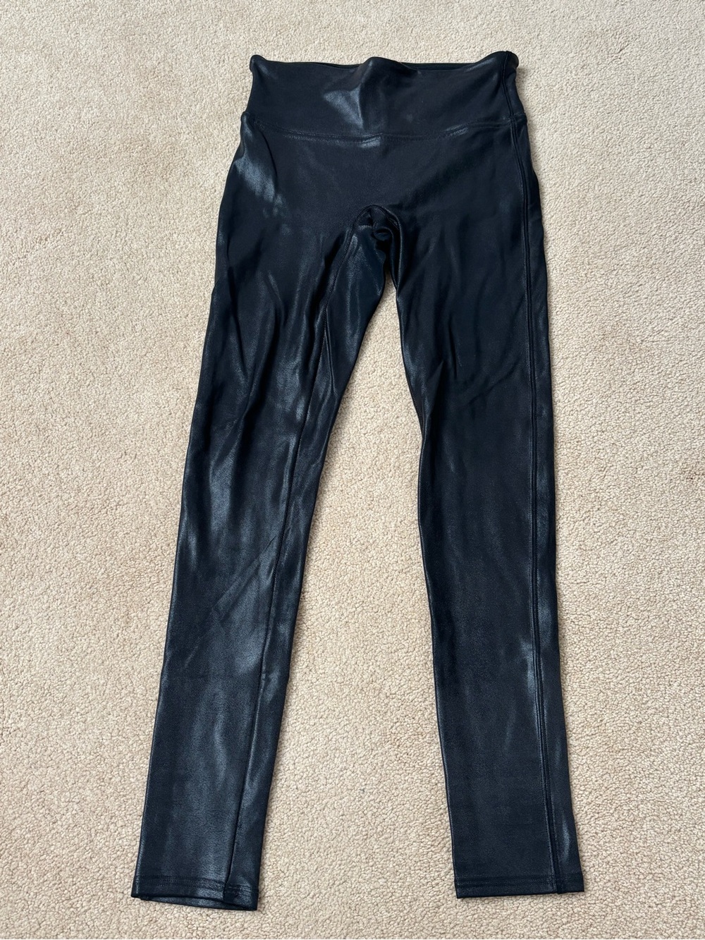 SPANX Black Faux Leather-Look High Waist Jeggings